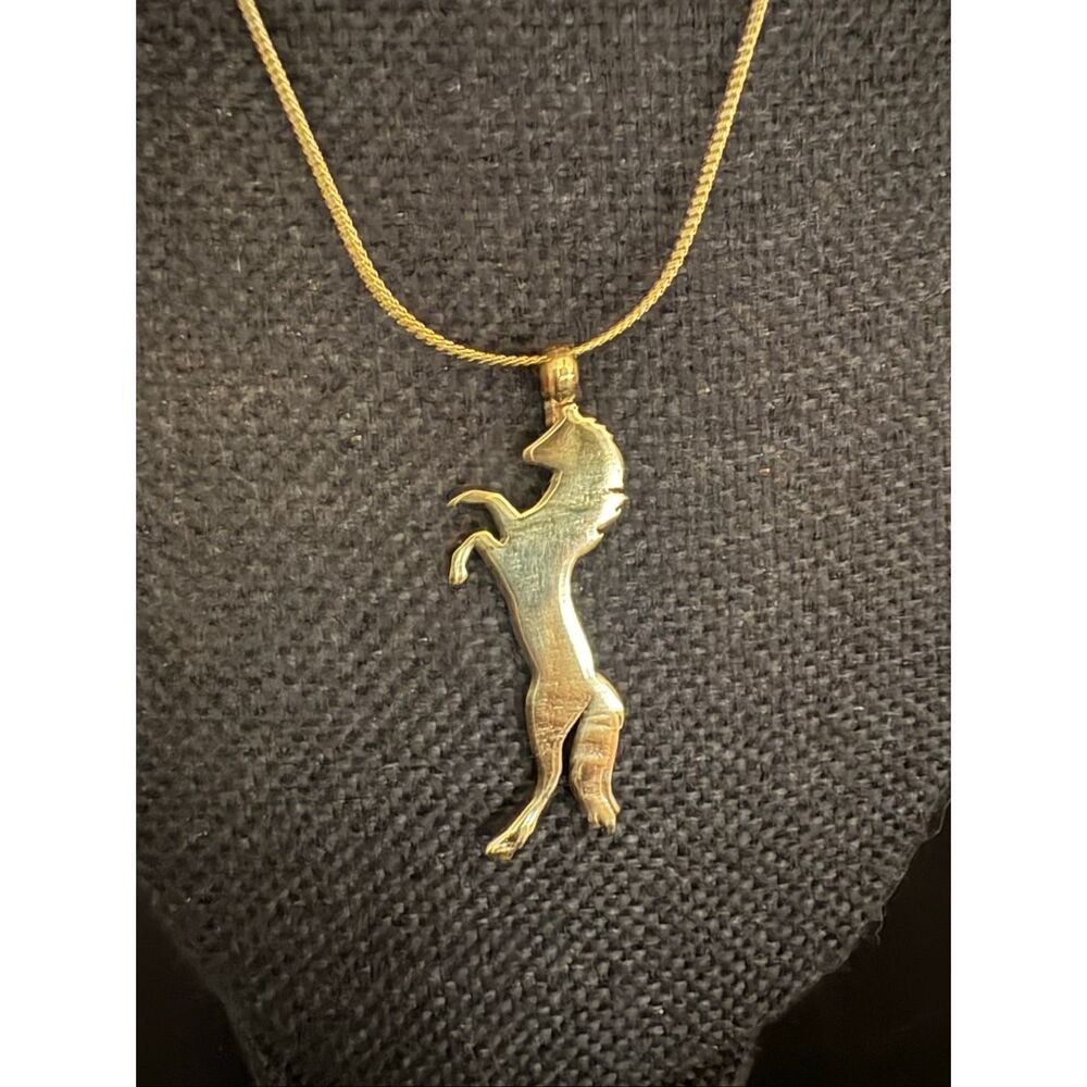 Golden Brass Horse Pendant Necklace, NEW, Handmade, 20”chain, Artisan